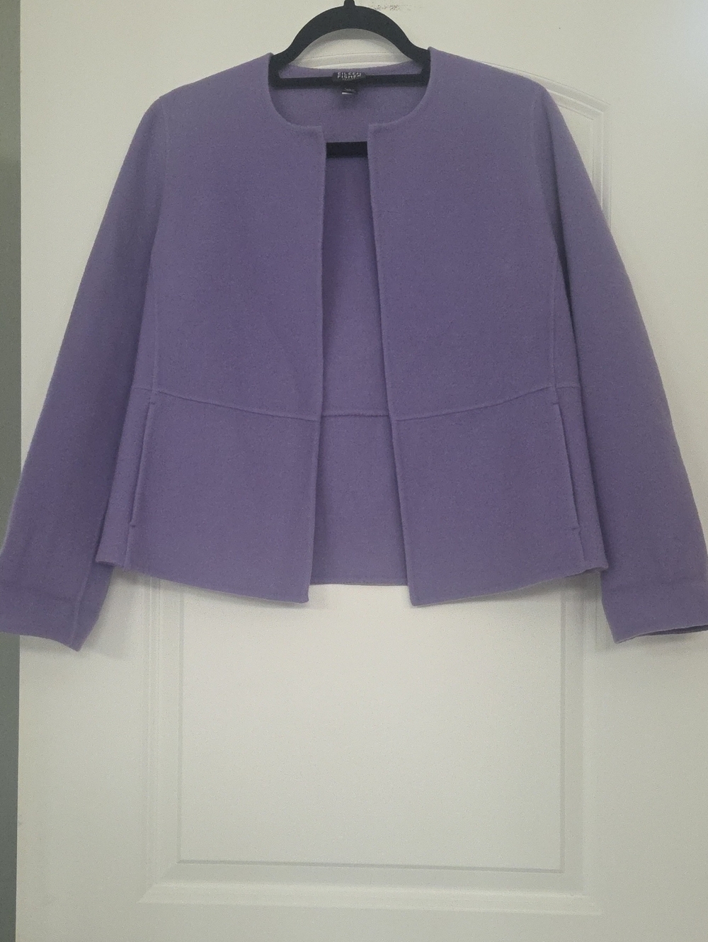 Pretty Wool Cashmere Blend Lavendar Jacket By Eileen Fisher! Very Good Condition